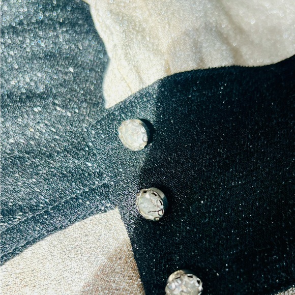 Vintage Silver and Black Metallic Sparkle Glitter Country Western Shirt XS Small - Picture 8 of 8